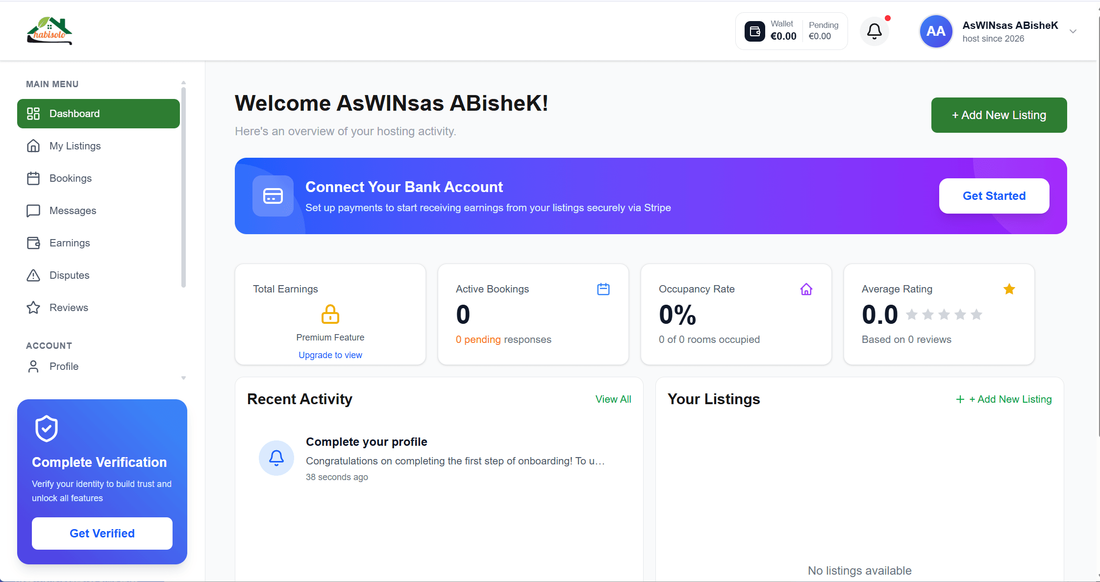 Habisolo listing and platform interface screenshot